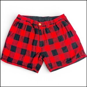 Weekend Chubbies Reversible Buffalo Check Plaid Shorts Mens M The Red Rums Black